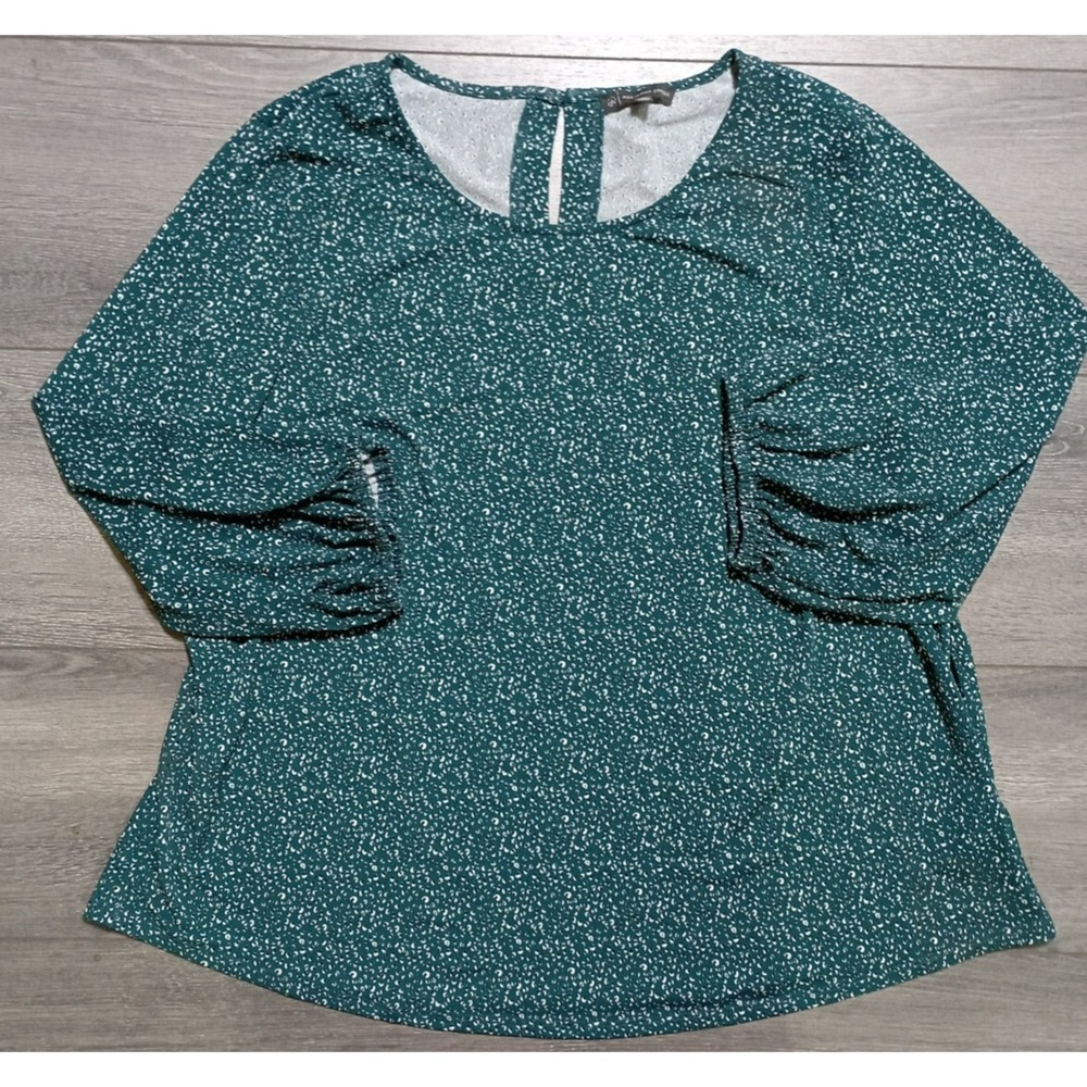 Adrianna Papell Blouse Womens 2XL Green Pattern 3/4 Sleeve AD1S300462